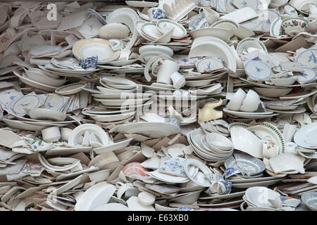 A pile of broken crockery Stock Photo