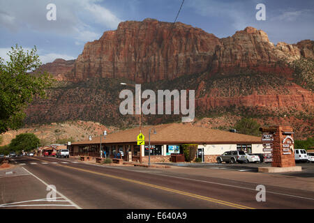 Main street of Springdale, by Zion National Park, Utah, USA Stock Photo