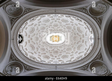 Dome of the Church of San Carlo alle Quattro Fontane, San Carolino, by architect Francesco Borromini, Quirinal Hill, Rome, Lazio Stock Photo