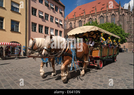 Horse carriage ride to the Nuremberg city festival, Nuremberg, Middle Franconia, Bavaria, Germany Stock Photo