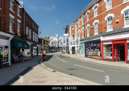 View down High Street from Market Place in the Staffordshire market town of Uttoxeter Stock Photo