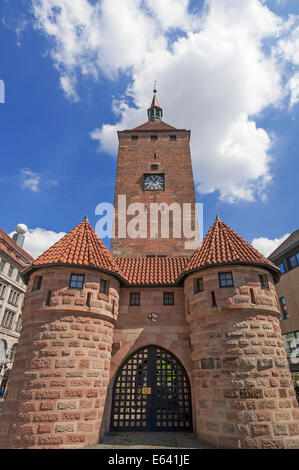 Weißer Turm, white tower, believed to have originated in around 1250, previously incorporated into the city walls Stock Photo