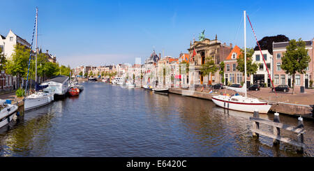 The city of Haarlem, The Netherlands along the Spaarne river Stock Photo