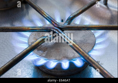Burner from a gas stove in a caravan Stock Photo