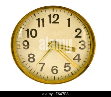 ancient antique clock face isolated on white background Stock Photo