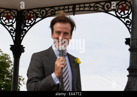 Southport, Merseyside, UK. 14th August, 2014. Strictly Come Dancing star Anton du Beke opens Britain's biggest independent flower show, which is celebrating its 85th year.   “I'm going to have a wander around, look at herbaceous borders,” announces Anton. “And anyone who wants to come and say hello, come and say hello.” Stock Photo