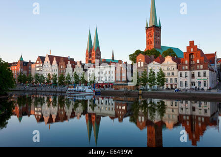 Old town and River Trave at Lubeck, Schleswig-Holstein, Germany Stock Photo