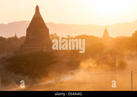 Ancient temple city of Bagan (also Pagan) at sunset, Myanmar (Burma) Stock Photo