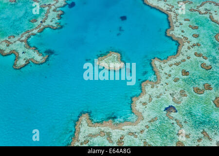 Aerial view of Heart Reef, part of Great Barrier Reef, Queensland, Australia Stock Photo