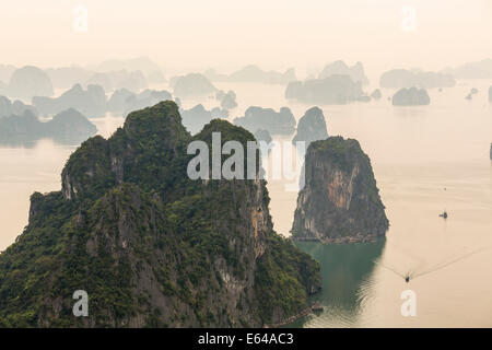 View over misty Ha Long Bay, north Vietnam Stock Photo