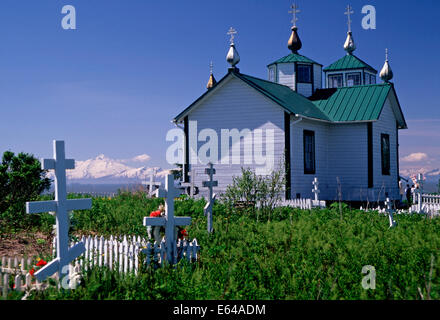 The Holy Transfiguration of Our Lord Russian Orthodox Church,Ninilchik,Alaska Stock Photo