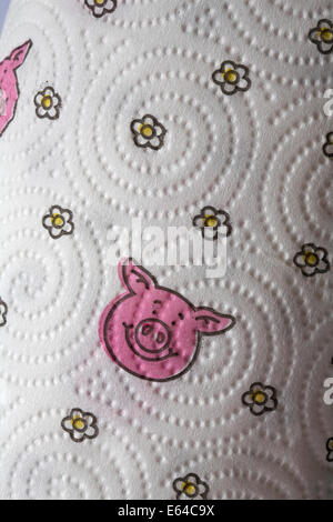 close up detail of Marks & Spencer percy pig ultra household towels 3-ply Stock Photo