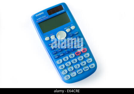School scientific calculator on white background. Stock Photo