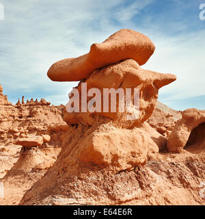 Oddly shaped hoodoo in the Goblin Valley State Park. Utah, USA. Stock Photo