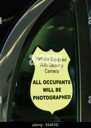 Alert Sign on a Car Service Window, USA Stock Photo