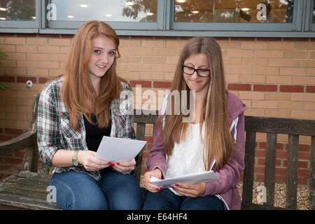 Bromley Kent, UK. 14th Aug, 2014. Students from Bromley High School study their A Level result Credit: Keith Larby/Alamy Live News Stock Photo