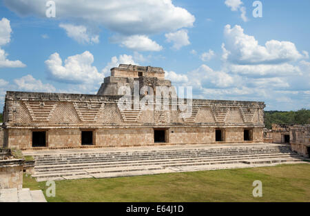 East building Nunnery Quadrangle Uxmal Yucatan Mexico Stock Photo