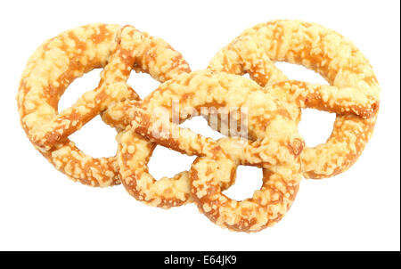 Traditional German Pretzels with cheese isolated over white background Stock Photo