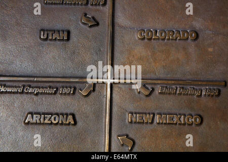 Four Corners Monument, at the state borders of Arizona, New Mexico, Colorado, and Utah, USA. Stock Photo