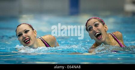 Berlin, Germany. 14th Aug, 2014. AUGE Laura - CHRETIEN Margaux - FRA FRANCE syncronised Duet Free Preliminary Round 32nd LEN European Championships Berlin, Germany Credit:  Action Plus Sports/Alamy Live News Stock Photo