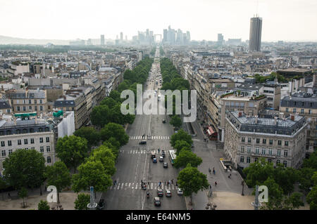 View from Arc de Triomphe at Paris business district La Defense, France Stock Photo