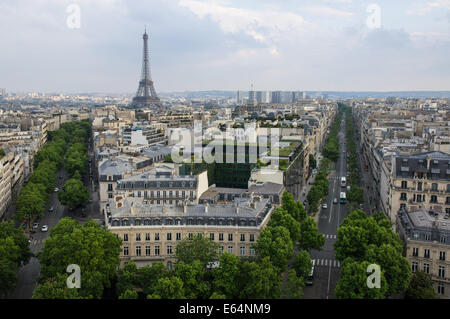 The Eiffel Tower seen from Arc de Triomphe in Paris, France Stock Photo