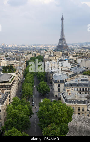 The Eiffel Tower seen from Arc de Triomphe in Paris, France Stock Photo