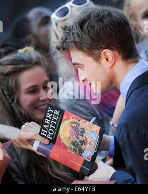 Actor Daniel Radcliffe attends the UK Premiere of WHAT IF on 12/08/2014 at ODEON West End, Leicester Square, London. Persons pictured: Daniel Radcliffe. Picture by Julie Edwards Stock Photo