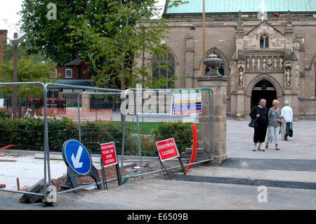 Landscaping work outside Leicester Cathedral, Leicestershire, UK Stock Photo