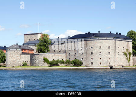 Vaxholm fortress, near Vaxholm, Stockholm archipelago, Stockholm, Stockholm County, Sweden Stock Photo