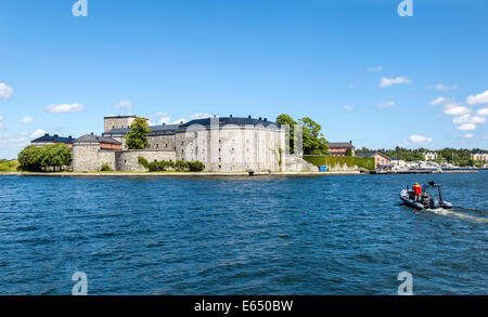 Vaxholm fortress, near Vaxholm, Stockholm archipelago, Stockholm, Stockholm County, Sweden Stock Photo