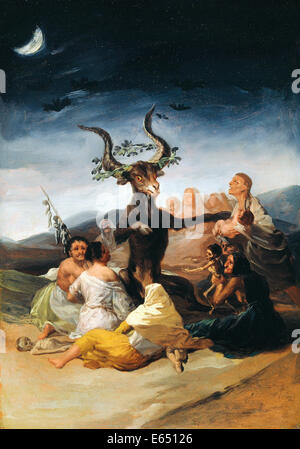 Francisco de Goya, Witches Sabbath 1797-1798 Oil on canvas. Museum of Lázaro Galdiano, Madrid, Spain. Stock Photo