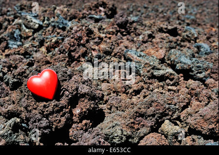 Heart shape on cold lava rocks Stock Photo