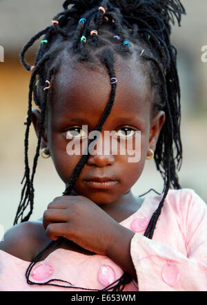 Portrait of a Girl (4 years) in a village, Casamance, Senegal, Africa Stock Photo