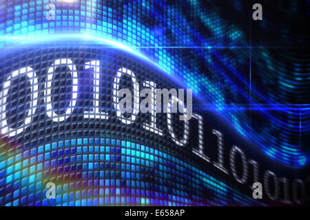 Binary code on digital screen Stock Photo