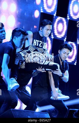 Beijing, China. 14th Aug, 2014. Actor, singer William Chan attends music show in Beijing, China on Thursday August 14, 2014. © TopPhoto/Alamy Live News Stock Photo