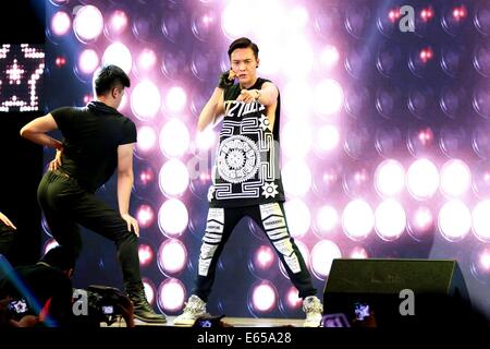 Beijing, China. 14th Aug, 2014. Actor, singer William Chan attends music show in Beijing, China on Thursday August 14, 2014. © TopPhoto/Alamy Live News Stock Photo