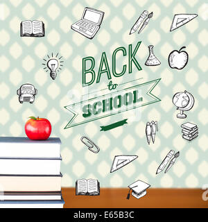 Composite image of back to school message with icons Stock Photo