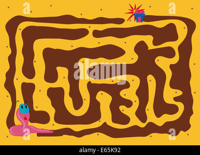 Worm Maze Cartoon Stock Photo