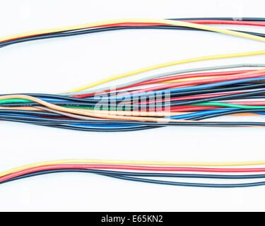 Colored wires isolated on white background Stock Photo