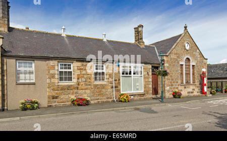 TARVES VILLAGE ABERDEENSHIRE SCOTLAND THE MAIN STREET LINED WITH FLOWER ...