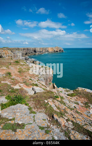 View of the dramatic coastline at St Govan's Head, Pembrokeshire, in South Wales Stock Photo