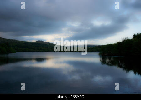 Evening skies over Burrator Reservoir, Dartmoor, Devon, England Stock Photo