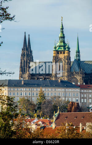 Prague Castle with St. Vitus Cathedral Stock Photo