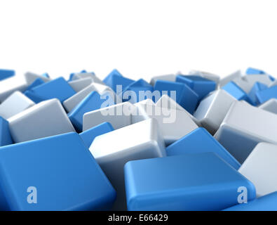 abstract 3d illustration of blue cubes chaos background Stock Photo