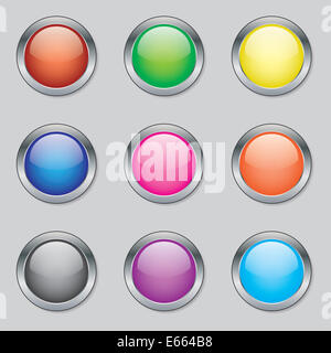 Round Web Buttons in Various Colours Stock Photo