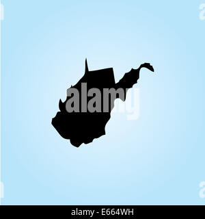 Outline of the State of West Virginia of the United States of America with water background Stock Photo