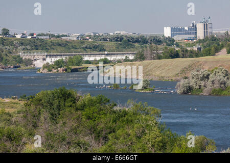 View from Lewis & Clark National Historic Trail Interpretive Center, Great Falls, MT Stock Photo