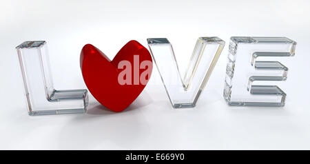 Love Red and Glass 3D image Stock Photo