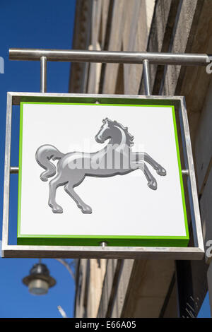 UK, Oxford, Lloyds Bank signage outside branch. Stock Photo